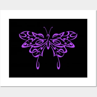 Tribal butterfly (purple) Posters and Art